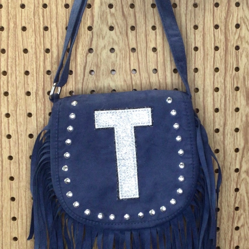 Girl Justice Blue Fringe Initial “T”